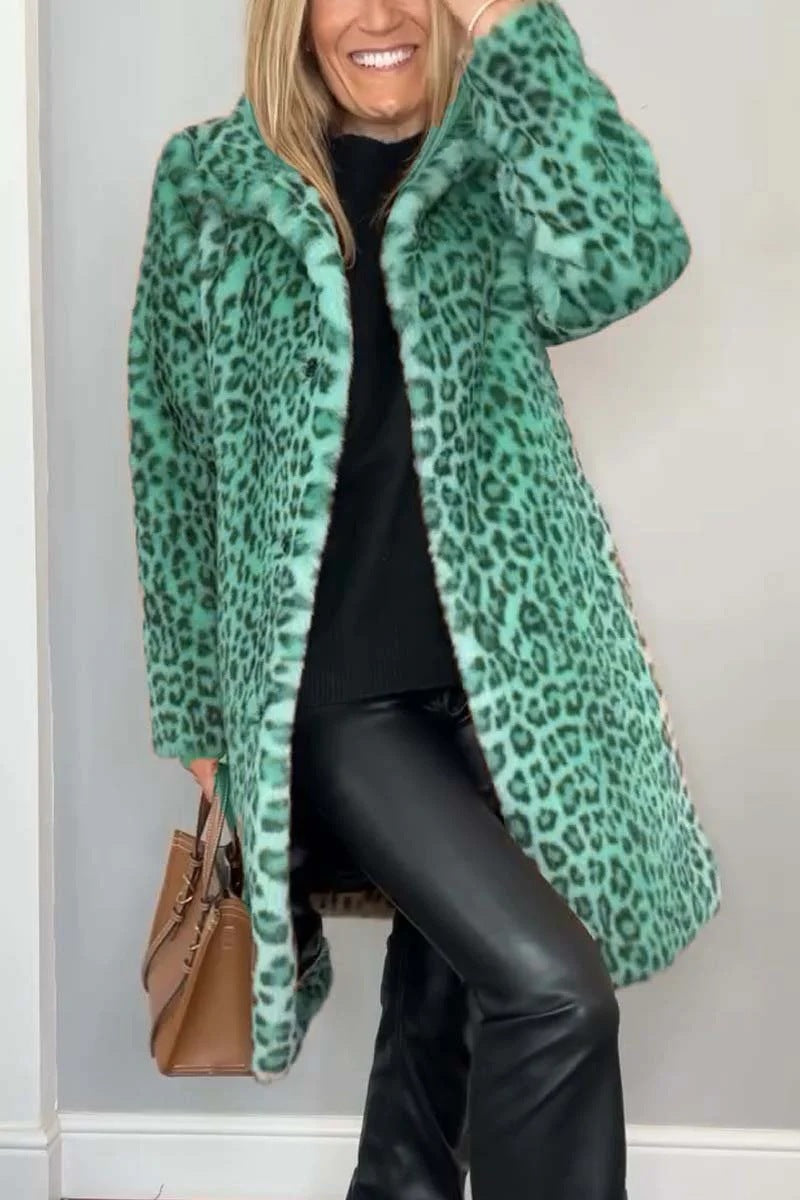 Manteau peluche léopard mi-long – spécial hiver