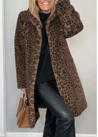 Manteau peluche léopard mi-long – spécial hiver