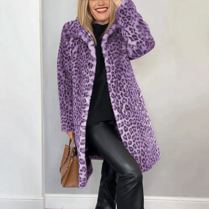 Manteau peluche léopard mi-long – spécial hiver