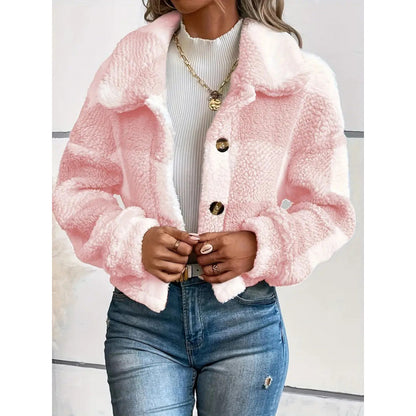 Gilet en peluche à carreaux et boutons, manteau chaud et décontracté