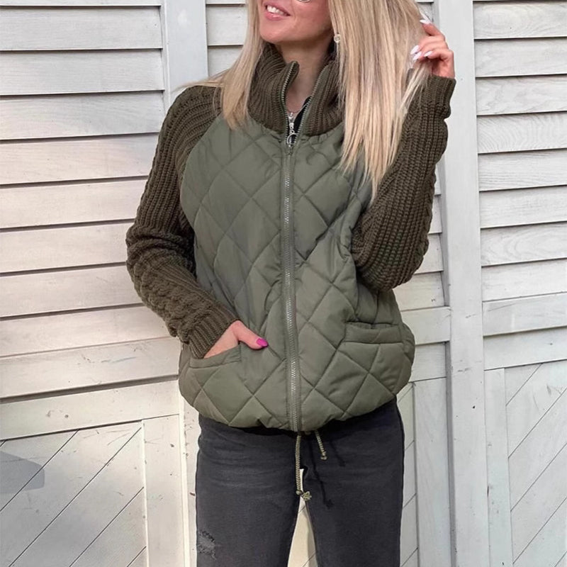Veste d’hiver femme à col montant avec poches et fermeture zippée
