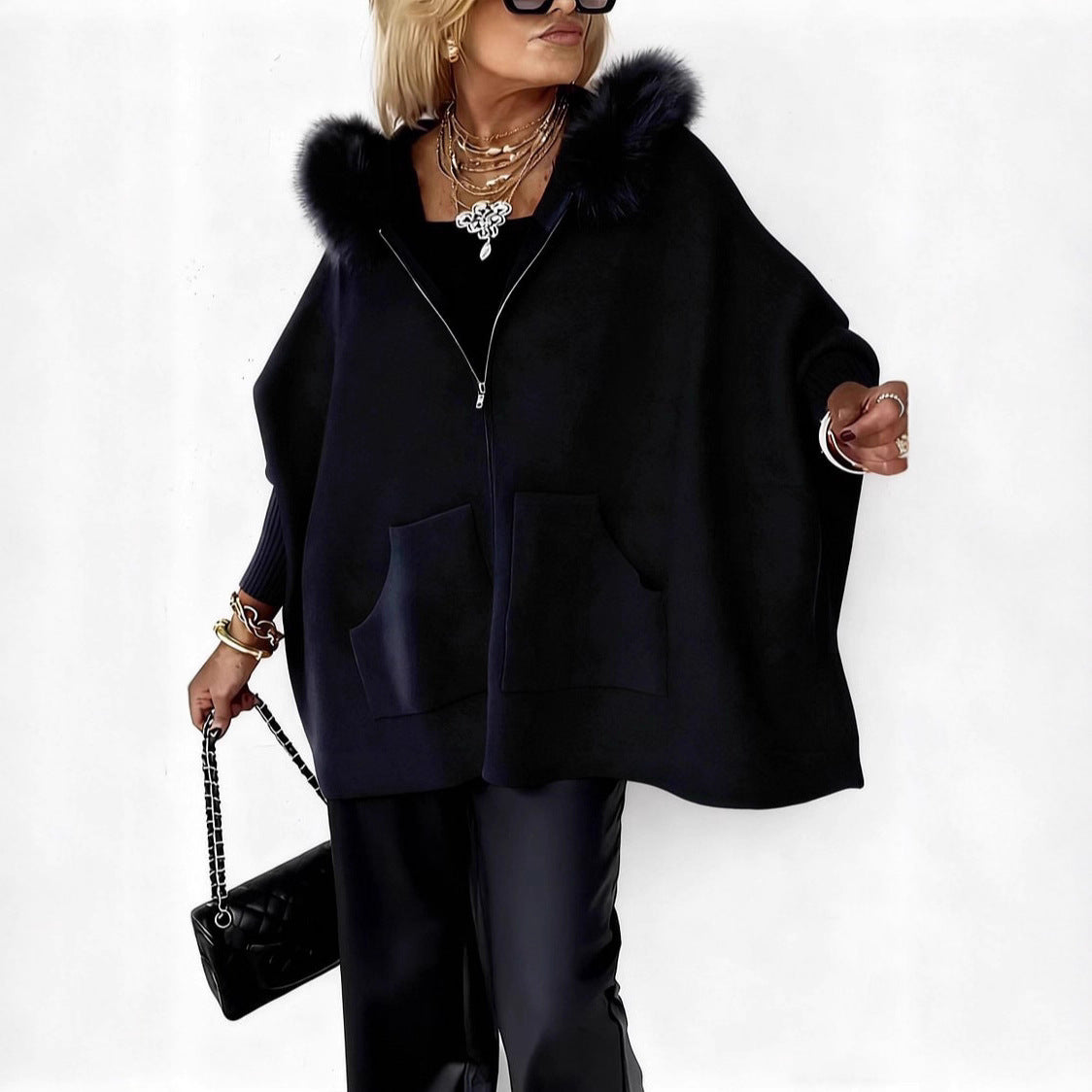 Cardigan à capuche en maille, chaud et confortable pour femme