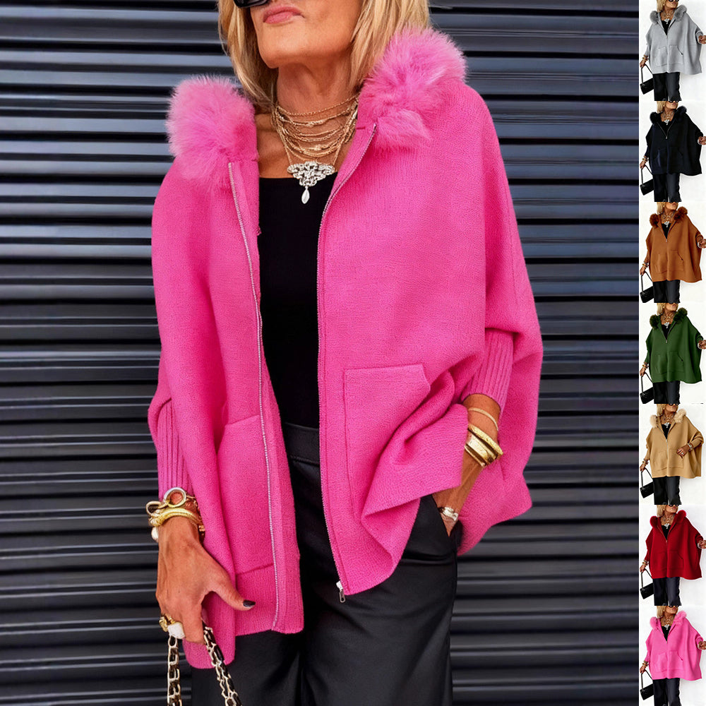 Cardigan à capuche en maille, chaud et confortable pour femme