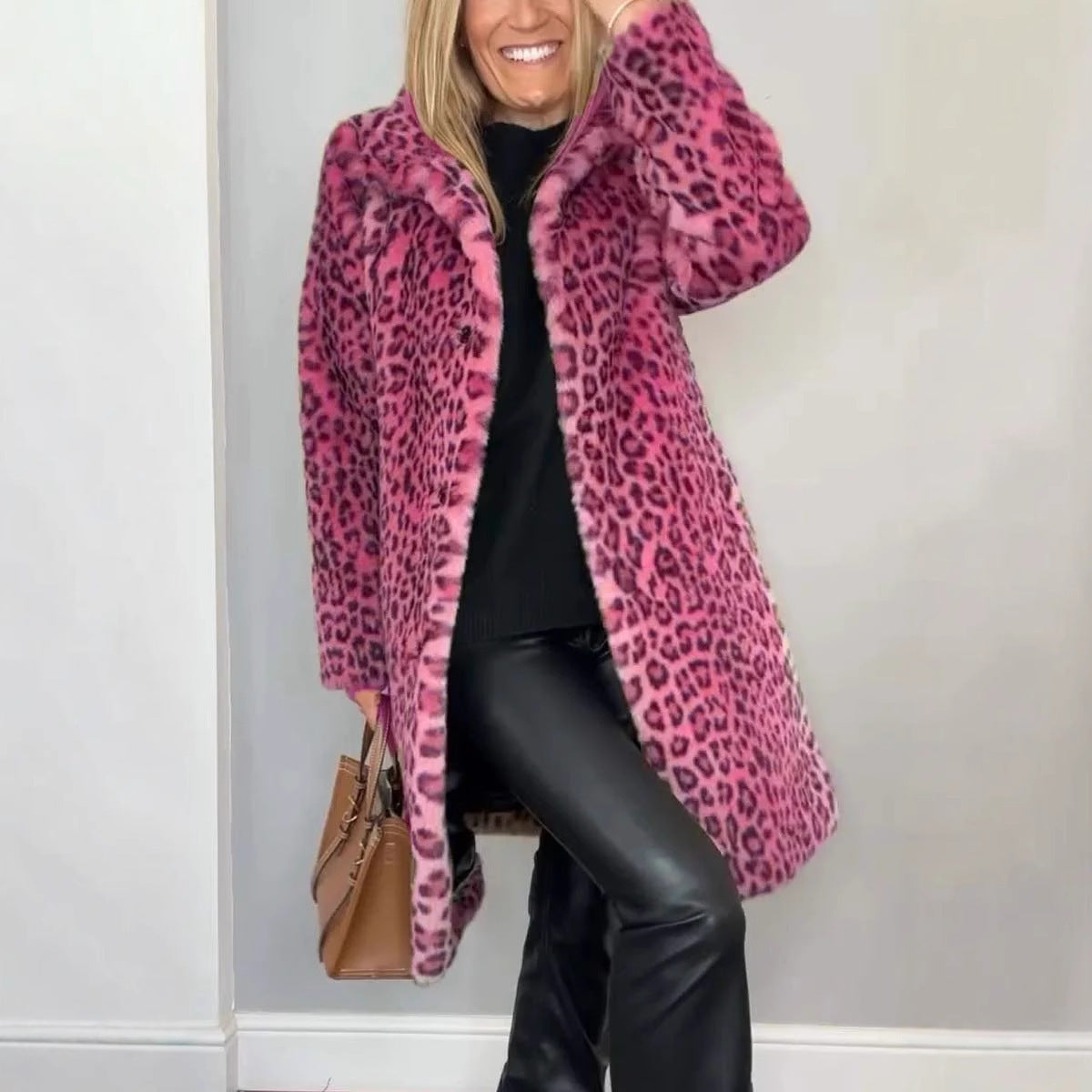 Manteau peluche léopard mi-long – spécial hiver