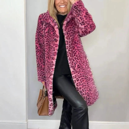 Manteau peluche léopard mi-long – spécial hiver