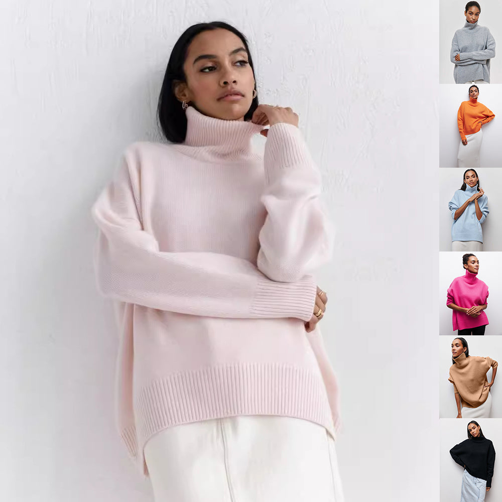 Pull d’hiver à col roulé pour femme, chaud et élégant.