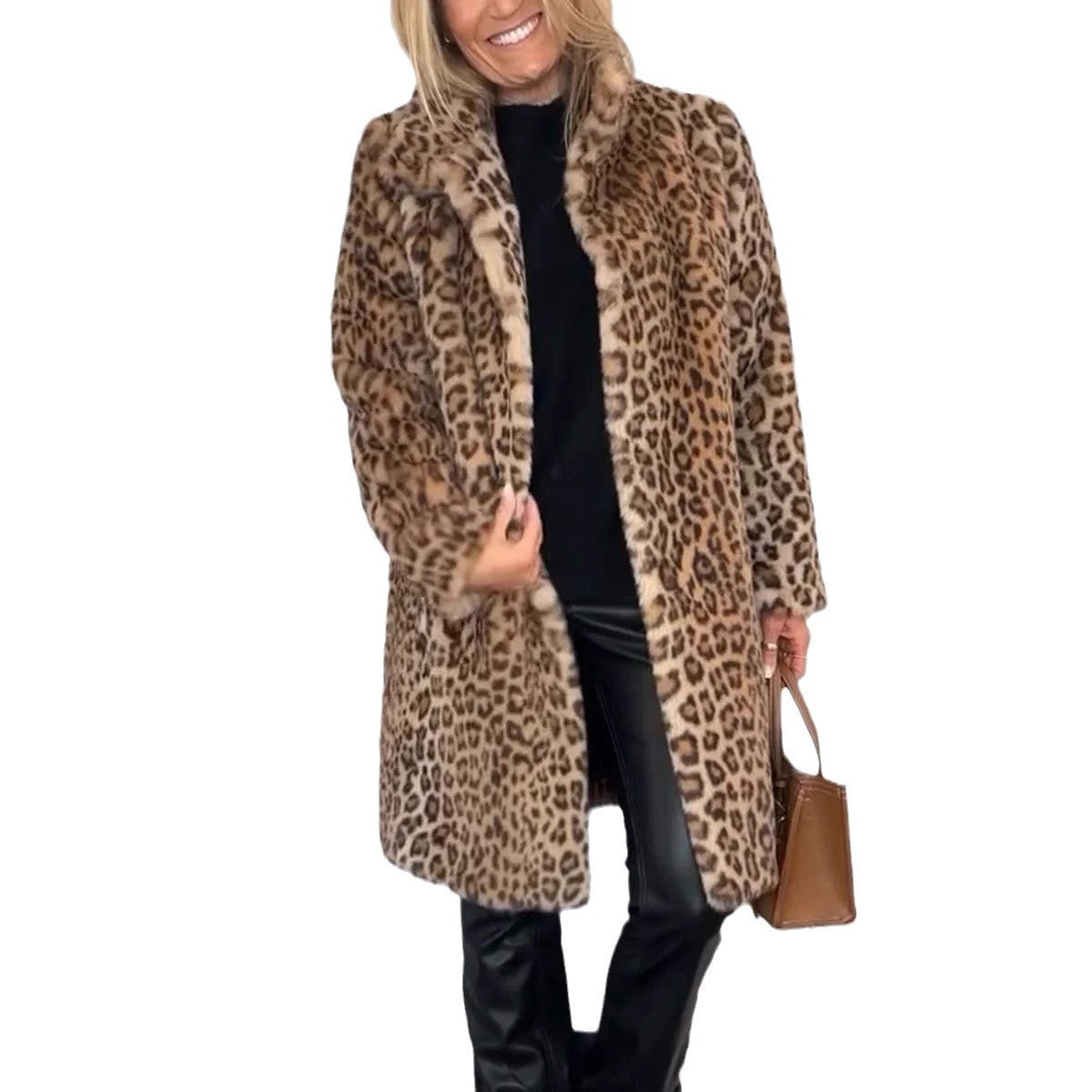 Manteau peluche léopard mi-long – spécial hiver