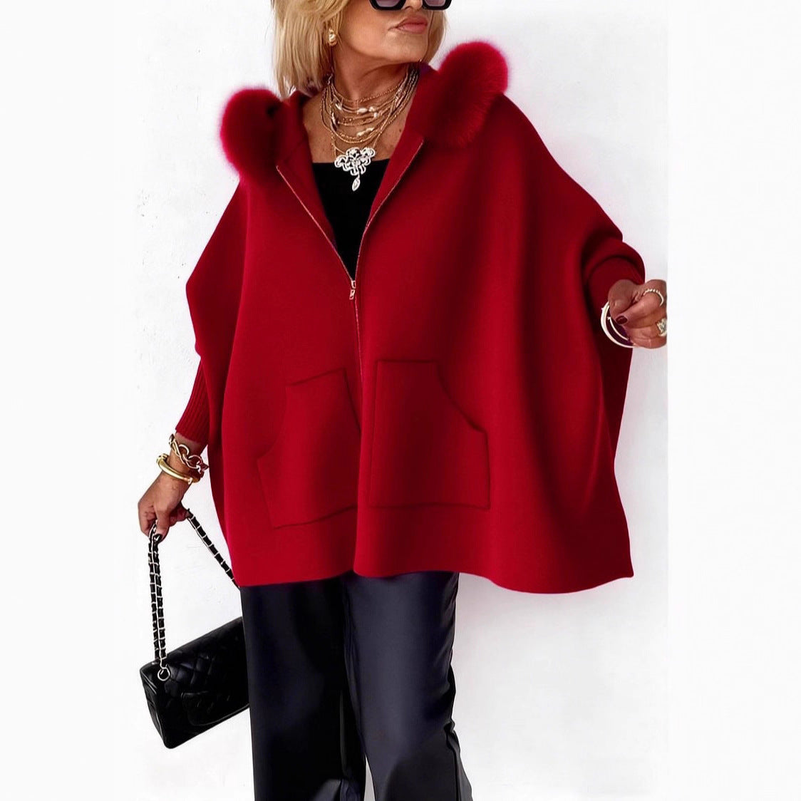 Cardigan à capuche en maille, chaud et confortable pour femme