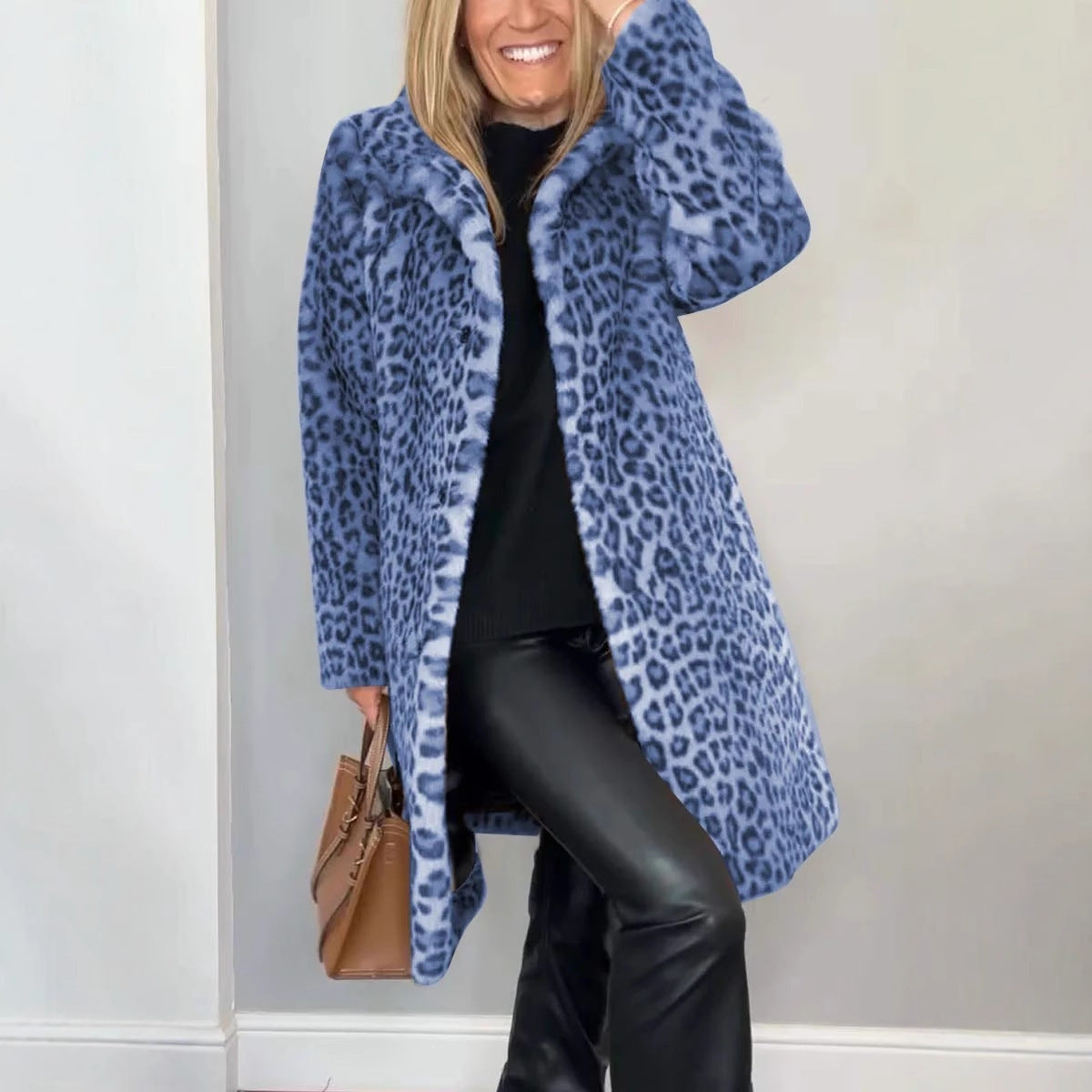 Manteau peluche léopard mi-long – spécial hiver