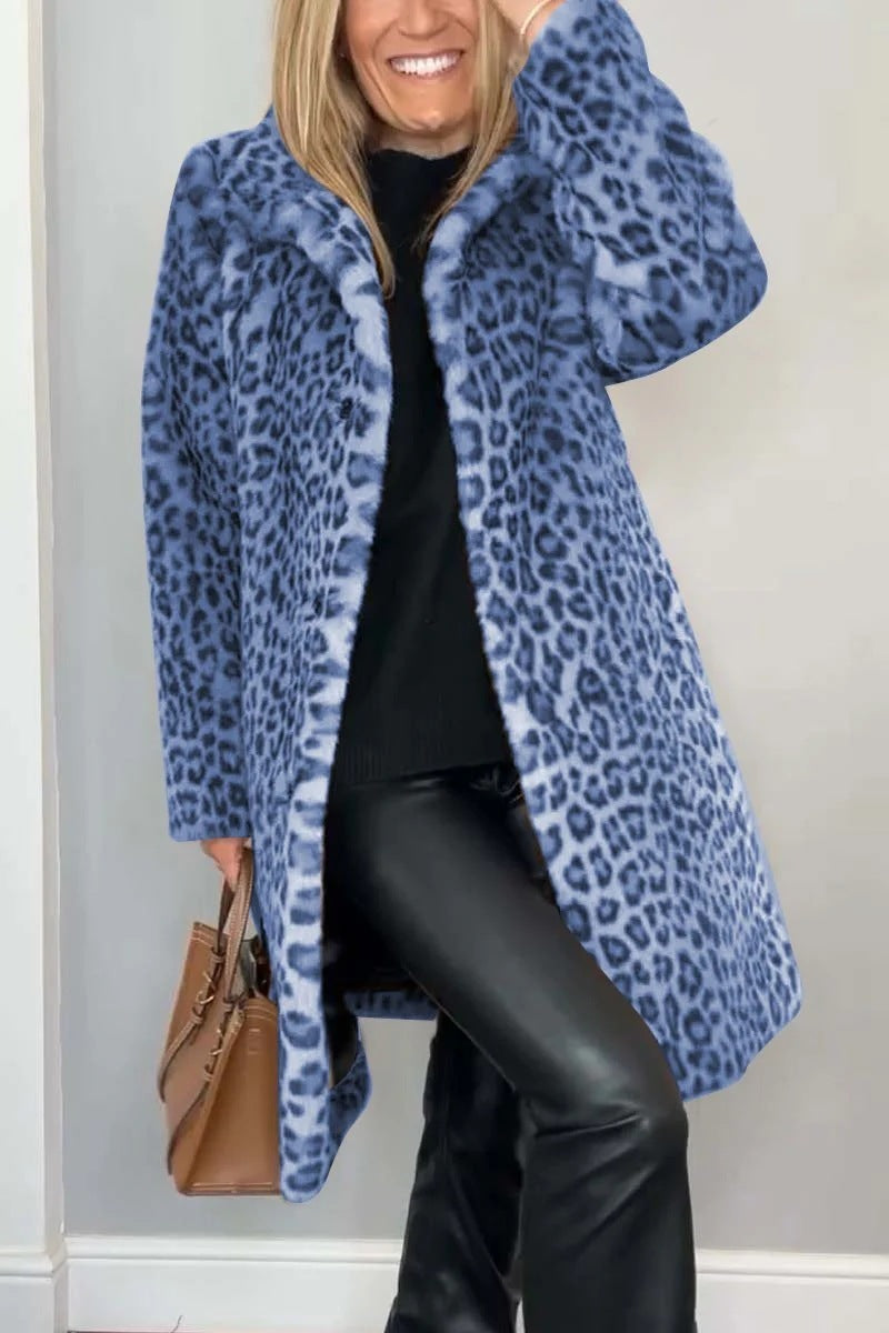 Manteau peluche léopard mi-long – spécial hiver