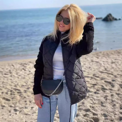 Veste d’hiver femme à col montant avec poches et fermeture zippée