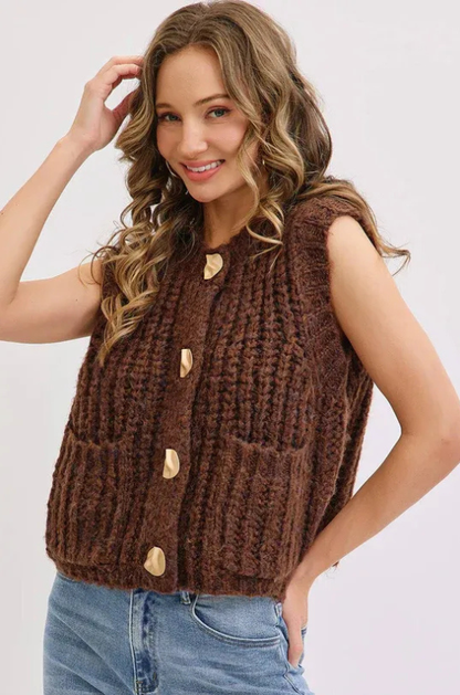 Gilet sans manches en maille épaisse
