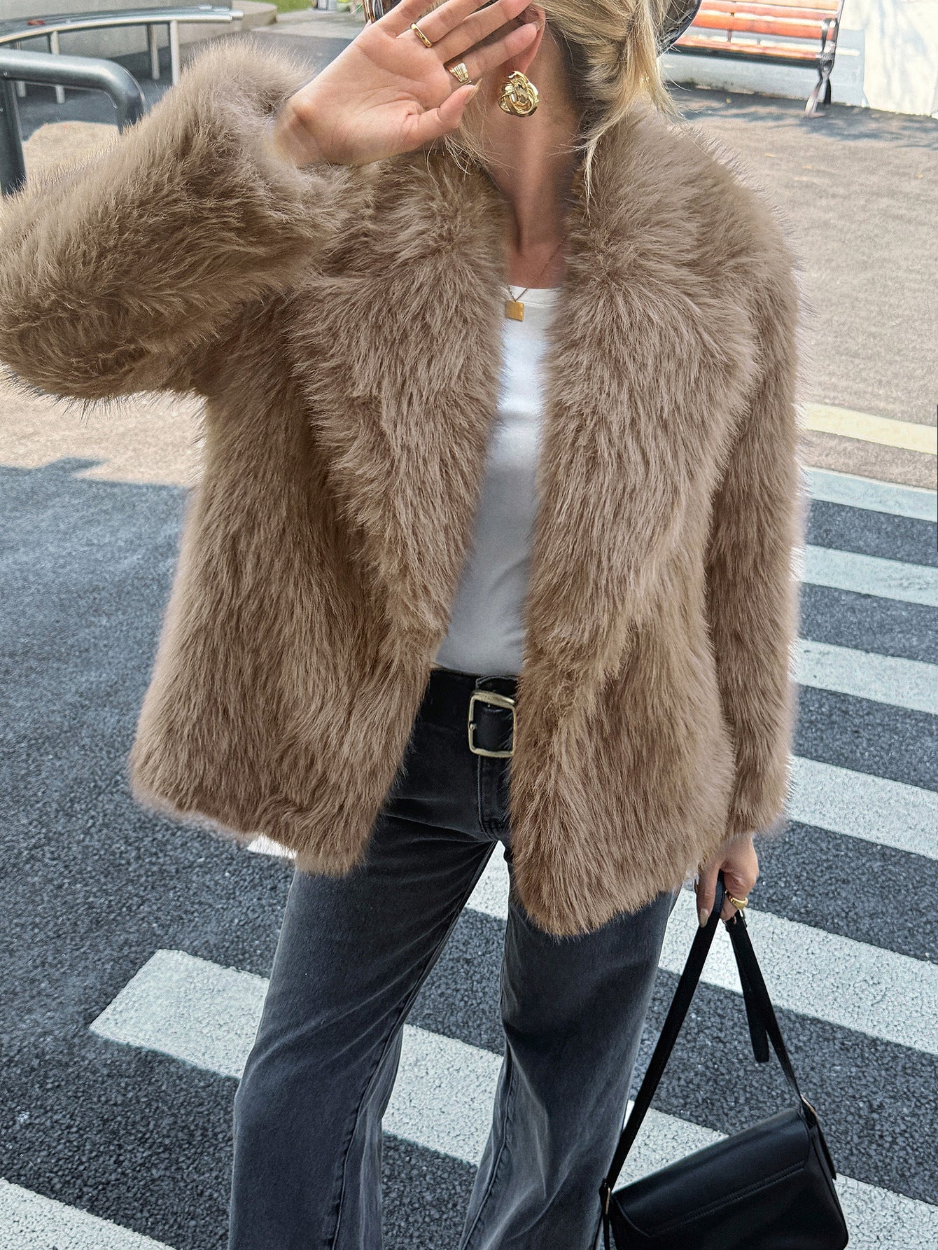 Manteau Doux à Manches Longues