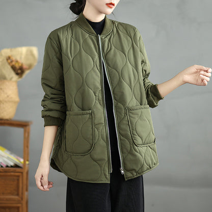 Manteau en coton à col rond, style décontracté, grande taille