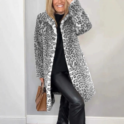 Manteau peluche léopard mi-long – spécial hiver