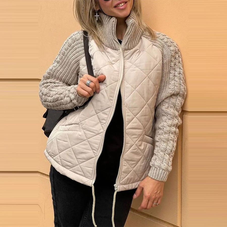 Veste d’hiver femme à col montant avec poches et fermeture zippée