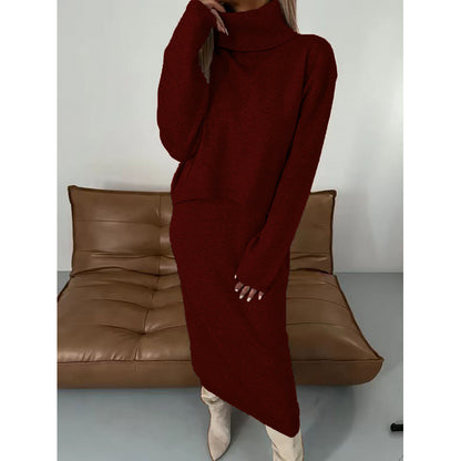 Ensemble deux-pièces en maille, style élégant et décontracté.