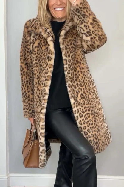 Manteau peluche léopard mi-long – spécial hiver